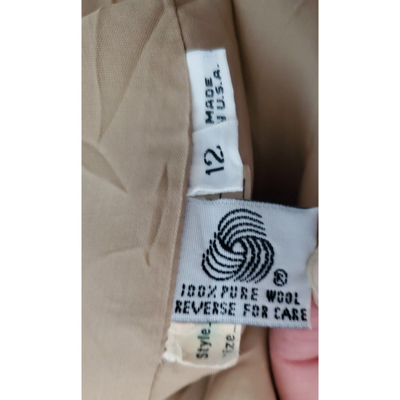 Vtg 80's DAVID HAYES Neiman Marcus 100% Wool Tan Blazer Jacket Sz 12 - Picture 6 of 7